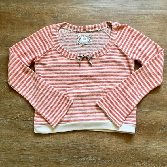 Element Sweater Top Striped Crop Size Medium - Picture 2 of 4